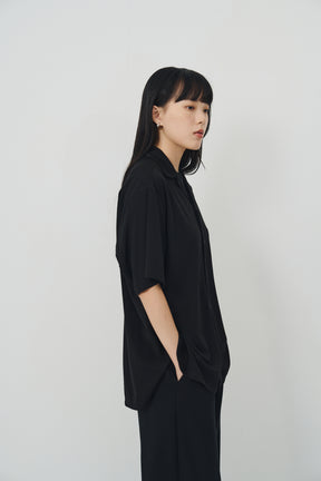 絲感短袖襯衫 Silk Halfsleeve - 經典黑 Black