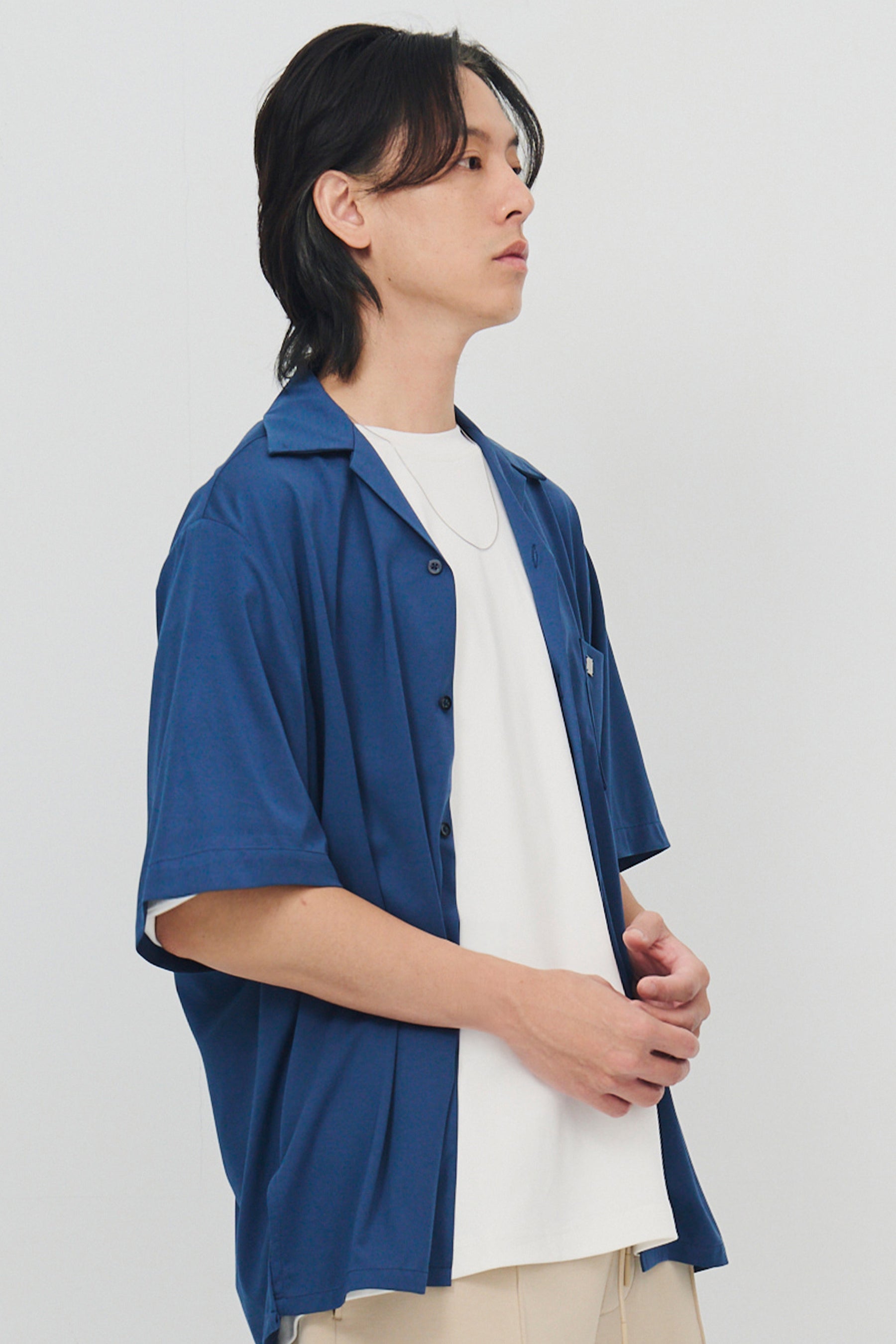 絲感短袖襯衫 Silk Halfsleeve - 深海藍 Blue