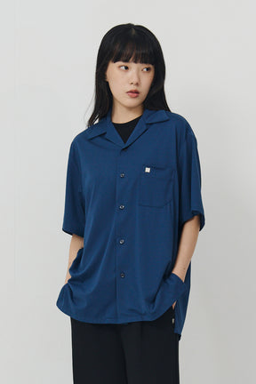 絲感短袖襯衫 Silk Halfsleeve - 深海藍 Blue