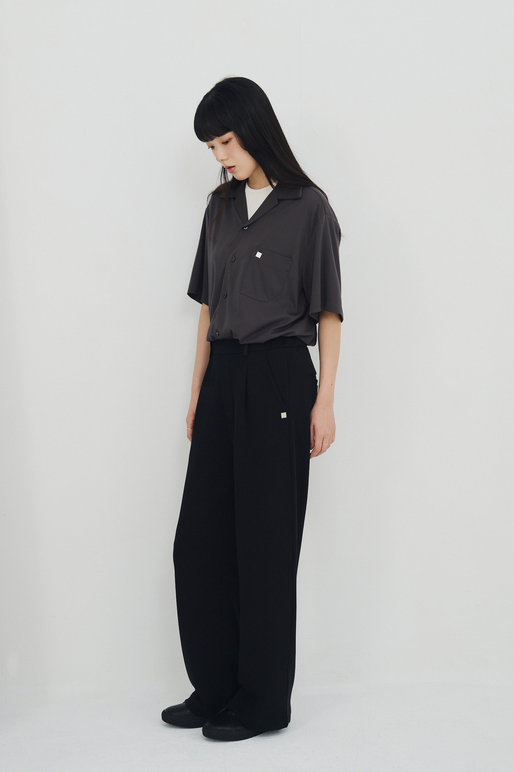 絲感短袖襯衫 Silk Halfsleeve - 暗夜灰 Dark Gray