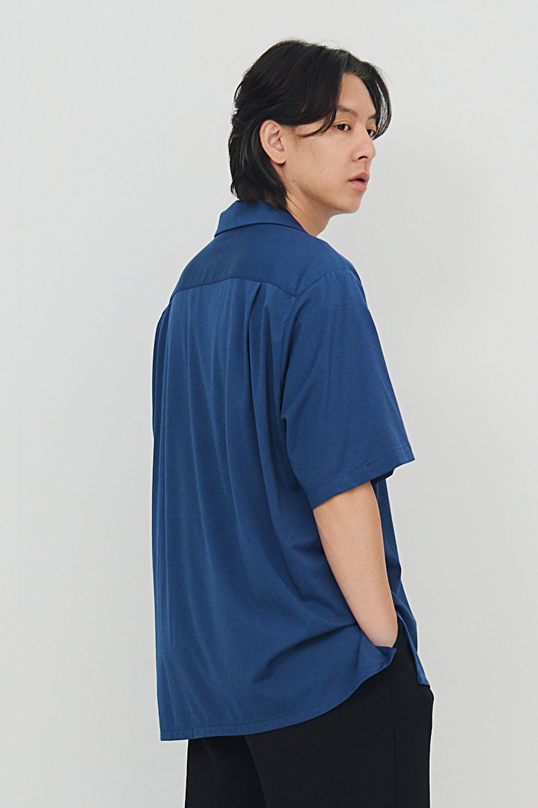 絲感短袖襯衫 Silk Halfsleeve - 深海藍 Blue