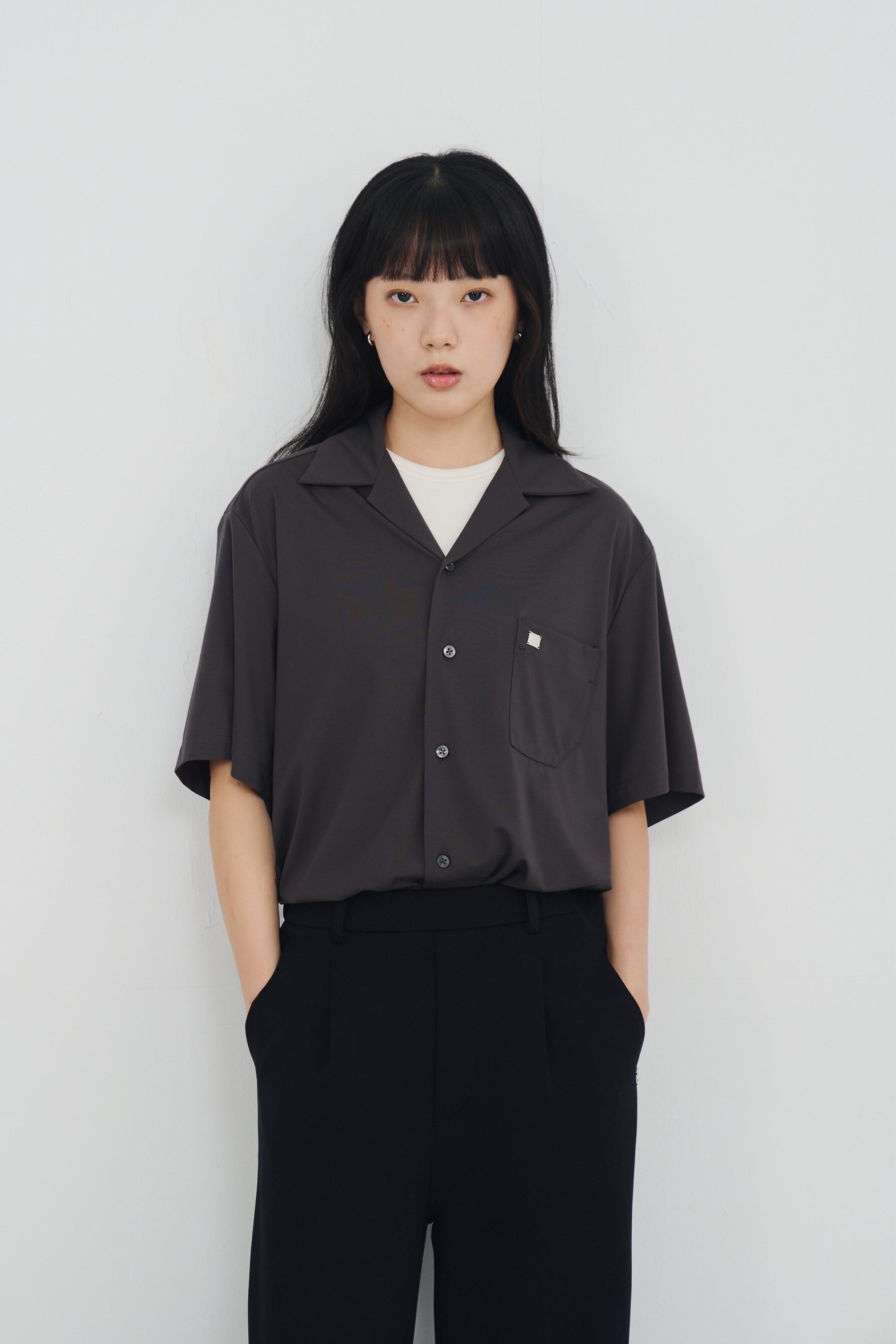 絲感短袖襯衫 Silk Halfsleeve - 暗夜灰 Dark Gray