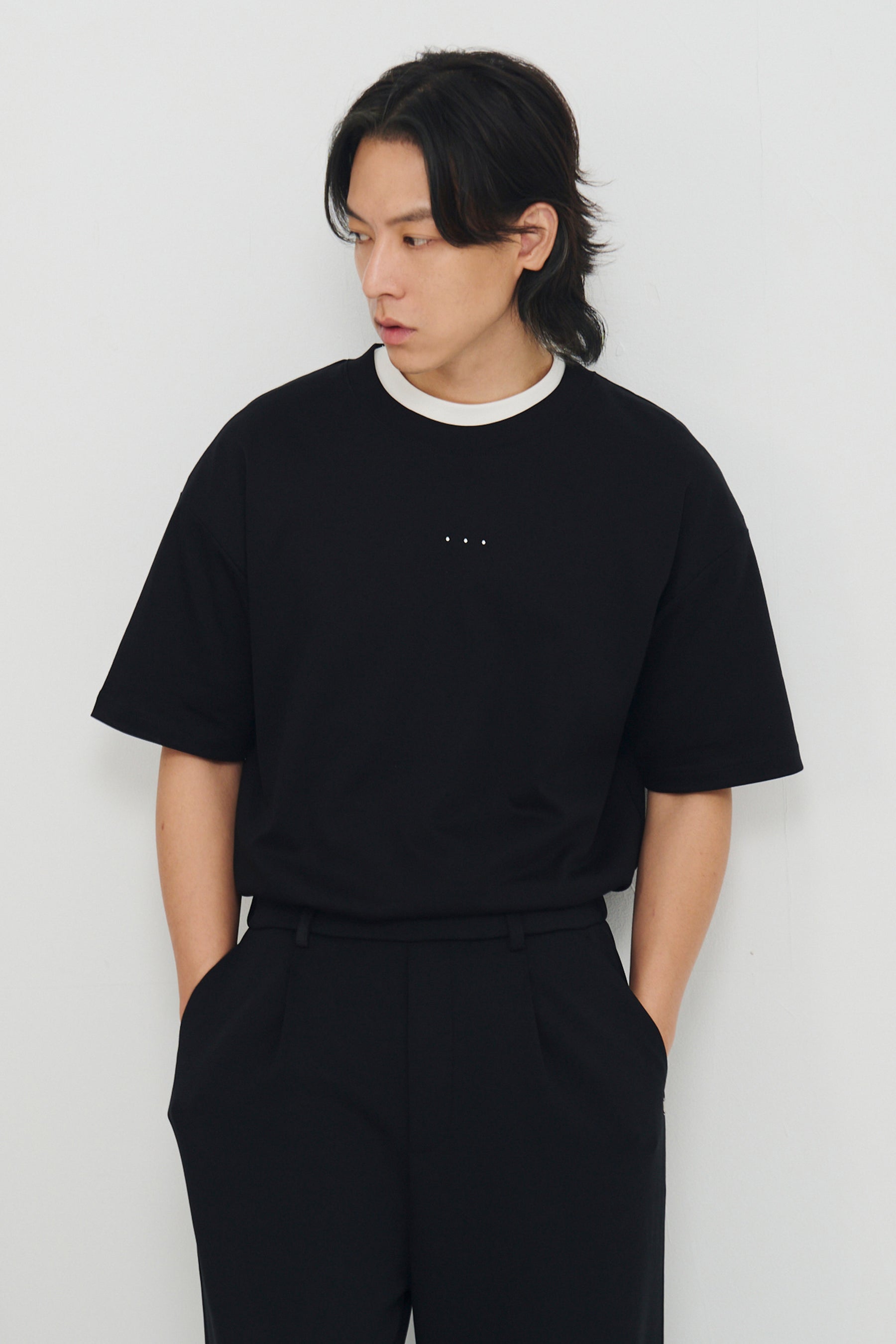 冰膚液態棉三點短T Tri-dots Liquid Tee - 暗夜黑 Black