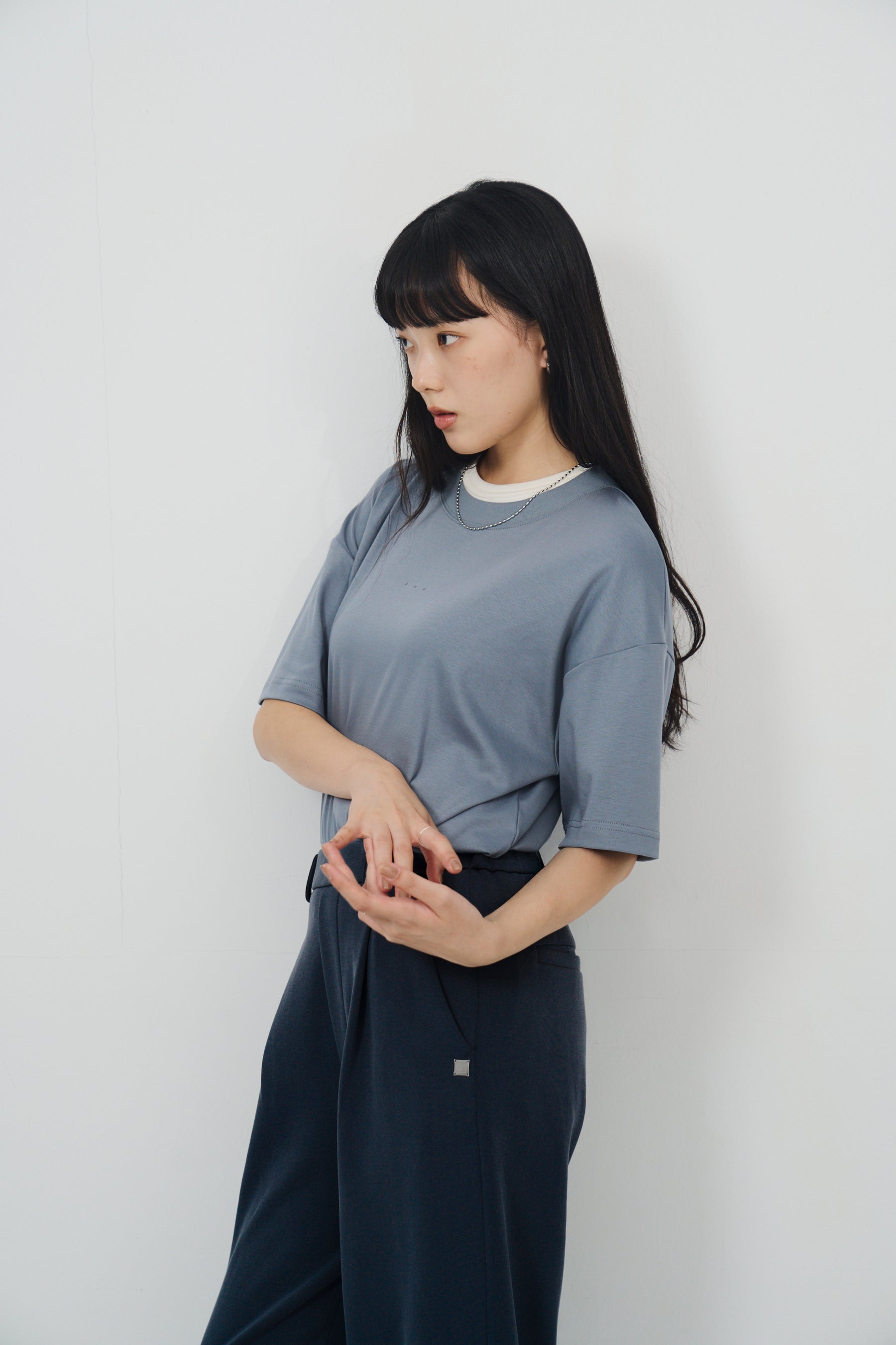 柔膚空氣長寬褲 Tenderism Trousers - 藏青色 Navy