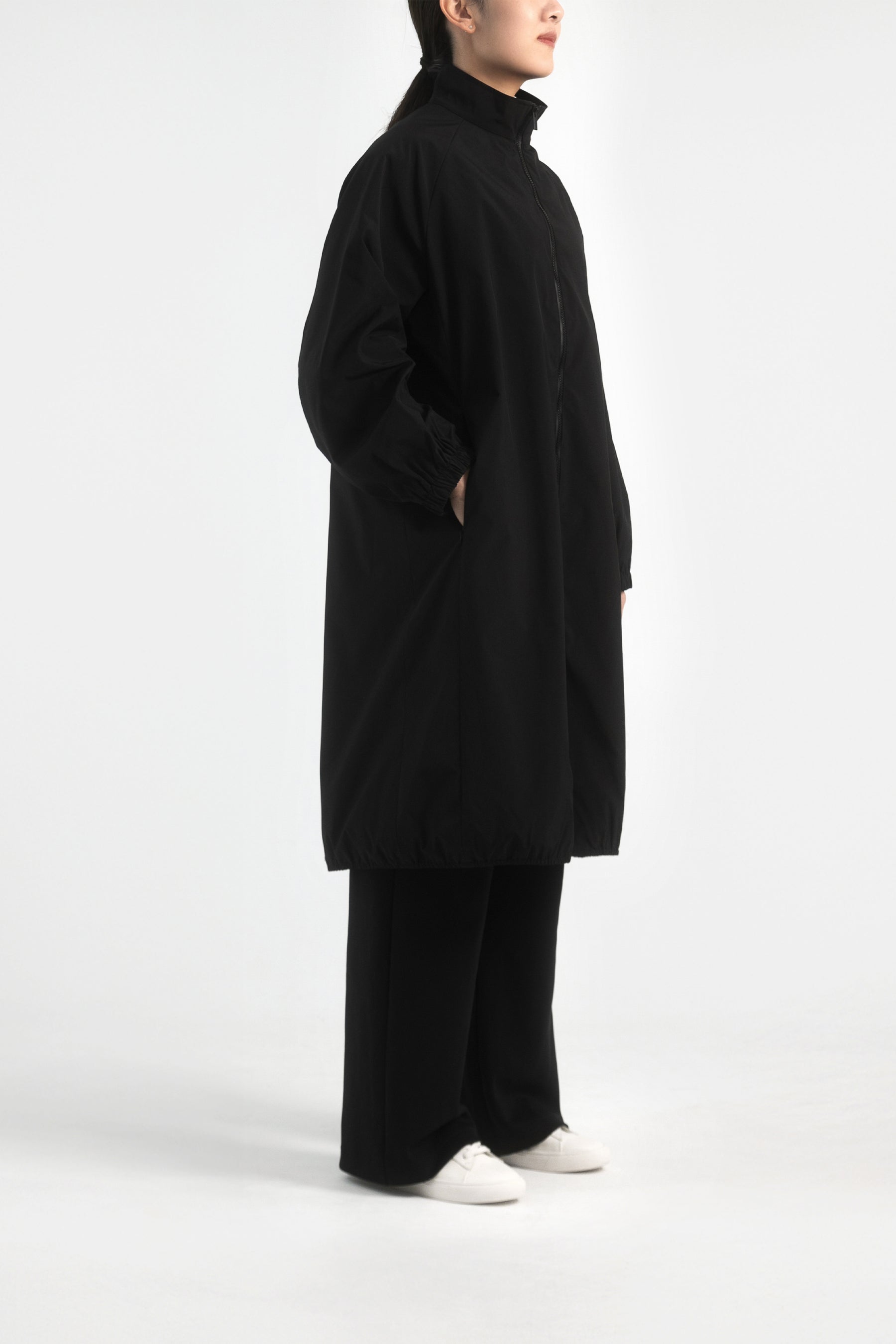 防潑水恆溫長版外套 Ti Coating Trench Coat - 經典黑 Black