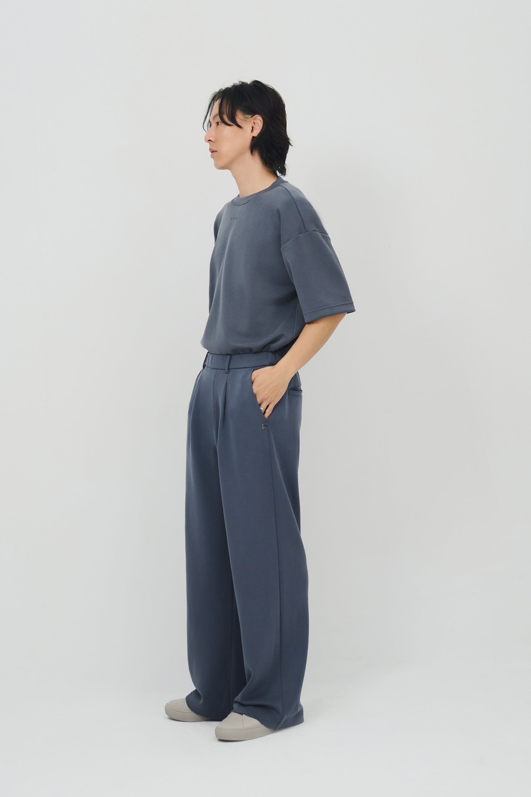 柔膚空氣長寬褲 Tenderism Trousers - 藍霧灰 Dove Gray