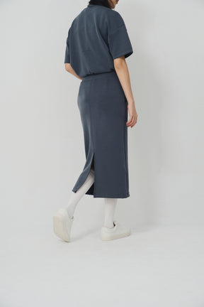 柔膚中長裙 Tenderism Midi Skirt - 藍霧灰 Dove Gray