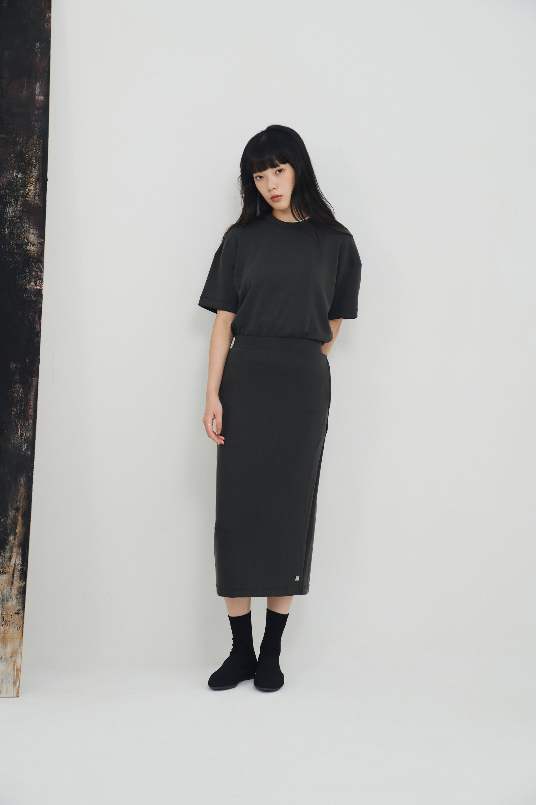 柔膚中長裙 Tenderism Midi Skirt - 隕石灰 Shaded Gray