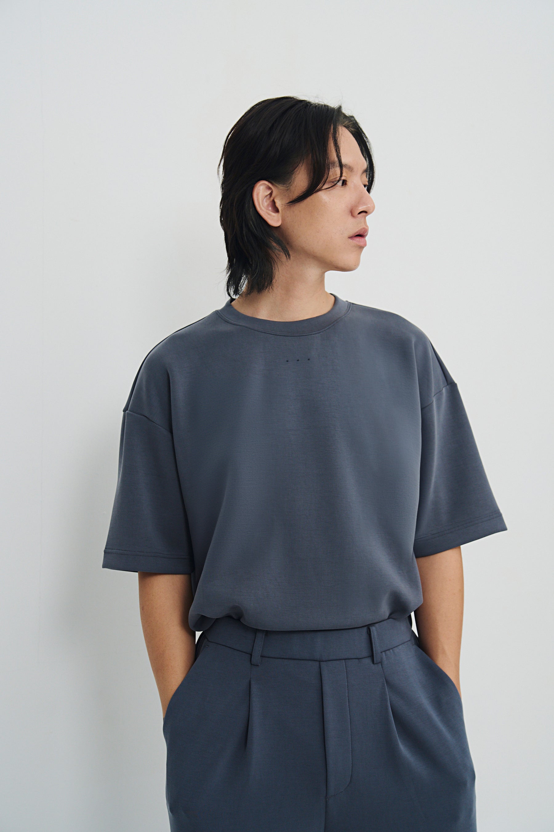 柔膚三點短T Tenderism Tri-dots Tee - 藍霧灰 Dove Gray