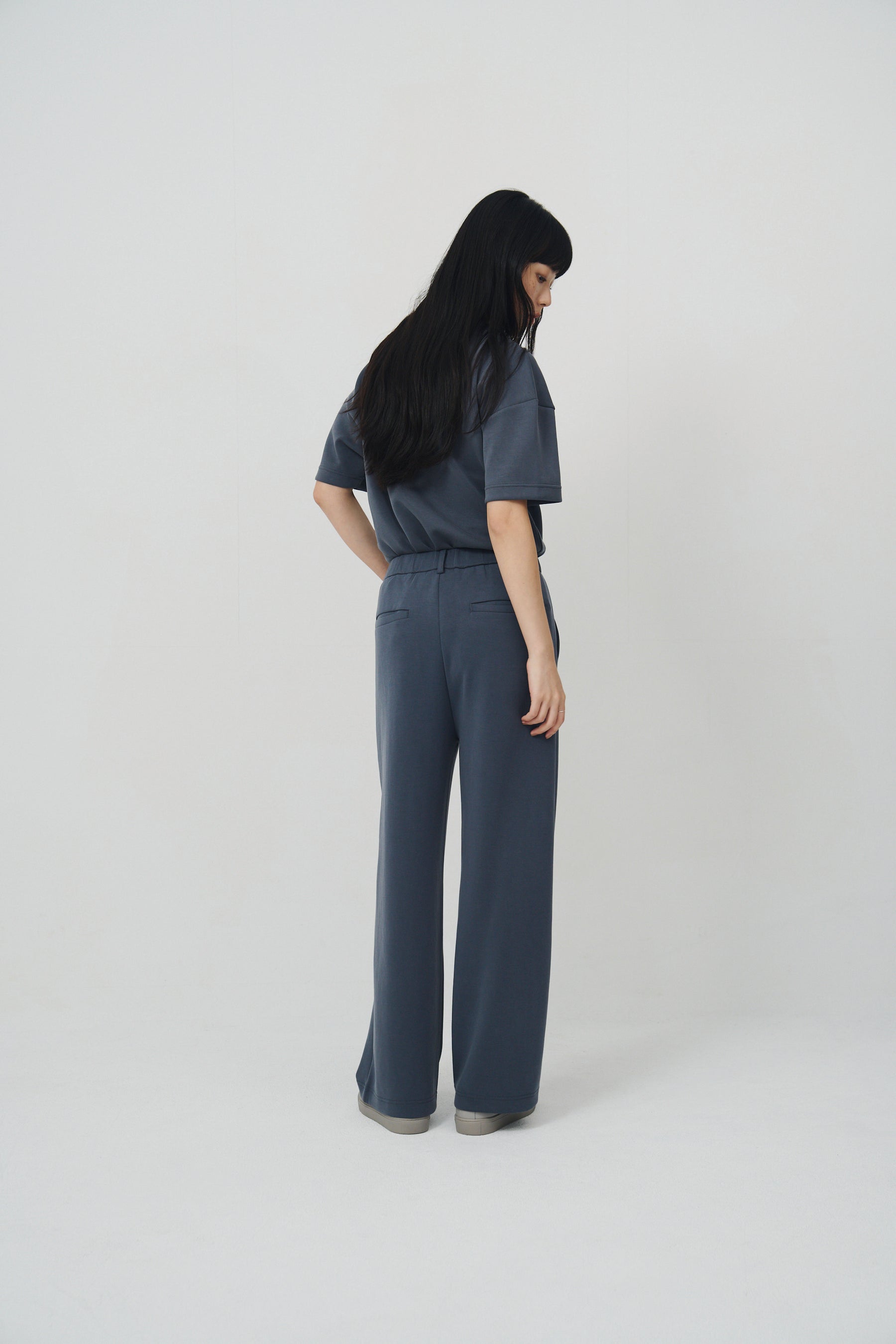 柔膚空氣長寬褲 Tenderism Trousers - 藍霧灰 Dove Gray