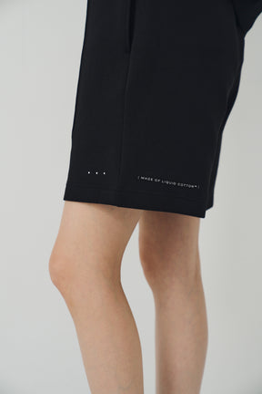 冰膚液態棉抓褶短褲 Tri-dots Liquid Shorts - 暗夜黑 Black