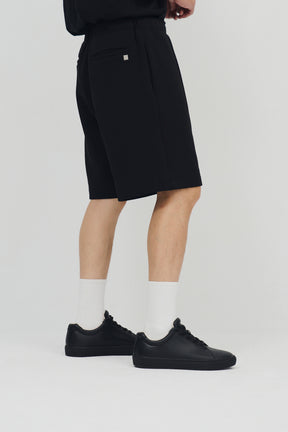 冰膚液態棉抓褶短褲 Tri-dots Liquid Shorts - 暗夜黑 Black