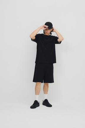 冰膚液態棉抓褶短褲 Tri-dots Liquid Shorts - 暗夜黑 Black